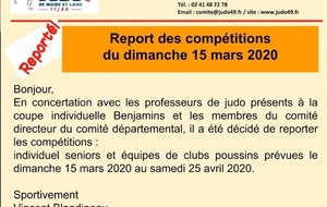 REPORT DES COMPETITIONS DU DIMANCHE 15 MARS