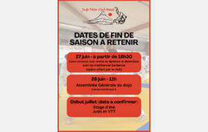 FIN DE SAISON - SAVE THE DATES