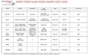 PLANNING ET TARIFS 2025-26