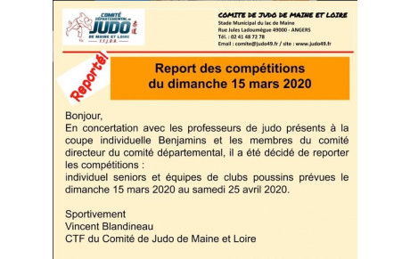REPORT DES COMPETITIONS DU DIMANCHE 15 MARS