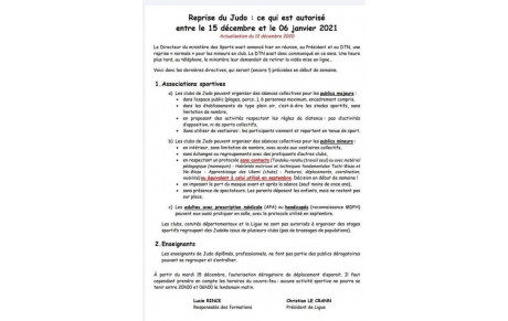 REPRISE DU 15/12/2020 - POUR LES MINEURS - MISE A JOUR