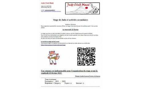 STAGE D'UNE JOURNEE LE 15 FEVRIER