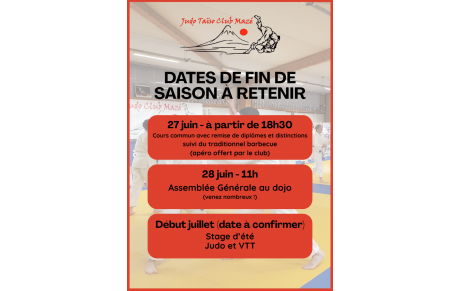 FIN DE SAISON - SAVE THE DATES